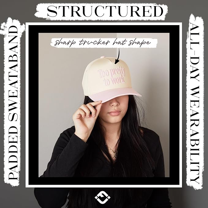 Funky Junque Trucker Hat Women Men 2-Tone Baseball Cap – Vintage Western Style Embroidered Snapback, Premium Cotton Blend