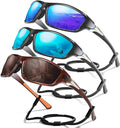 3 Pack Polarized Sports Sunglasses for Men, Mens Sunglasses Wrap Around UV Protection for Cycling Fishing Driving