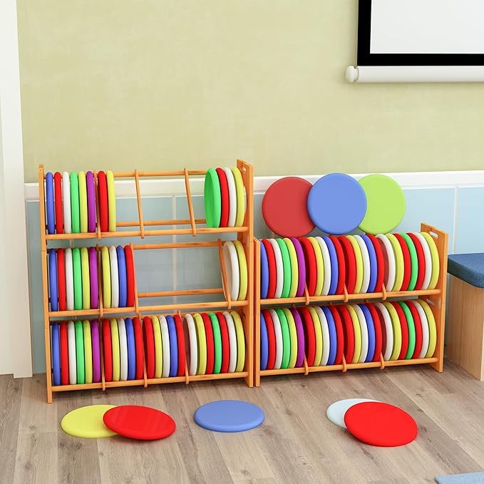 MinBoo Disc Golf Rack Stackable | Bamboo Disc Golf Shelf for Sports Disc Storage | Disc Golf Organizer with 40+ Disc Capacity | Essential Disc Golf Accessories | Discs Not Included
