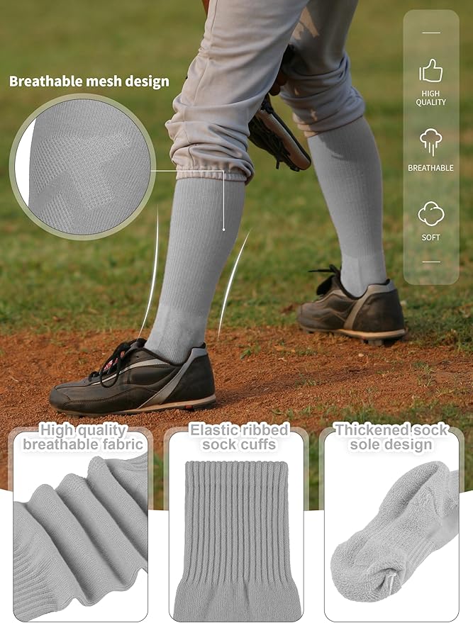 Baseball Socks and Belt Combo Set Cotton Boys Adjustable Baseball Softball Socks and Belt for Boys Girls