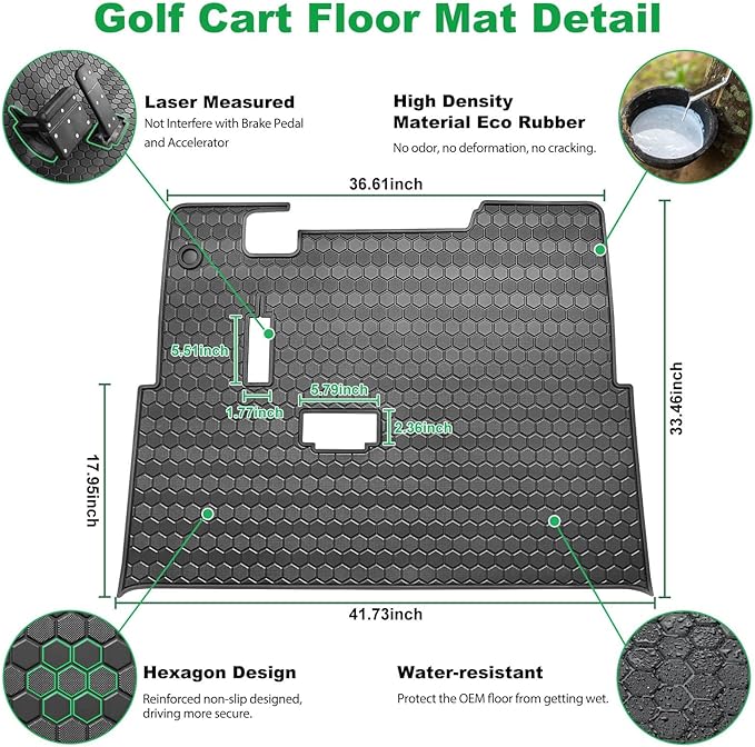 EZGO TXT Golf Cart Floor Mat, Upgraded Full Coverage Liner Mat Replacement Install Easily Thick Rubber Anti-Slip, Fit EZGO TXT (1994+), EX1 (2020), Valor, Cushman Workhorse&Express S4
