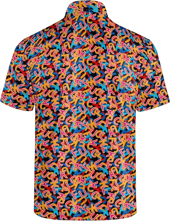 Golf Polo Shirts for Men Funny Print Short Sleeve Golf Shirts Performance Golf Polos