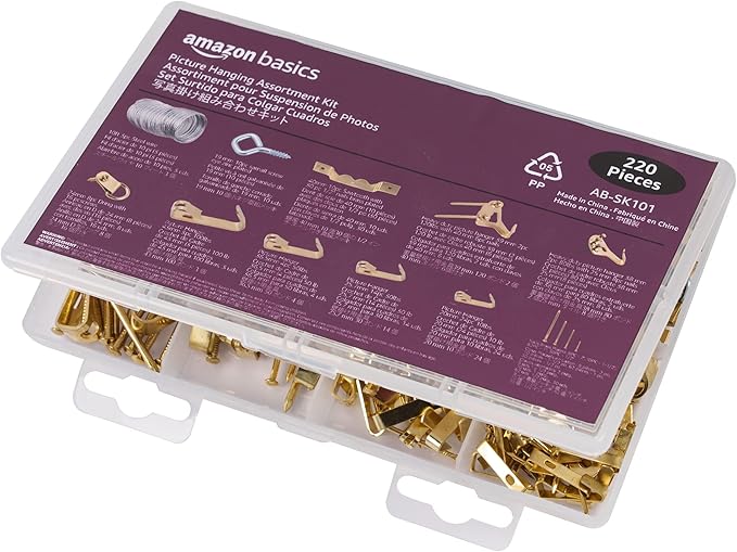 Amazon Basics Picture Hanging Hardware Assortment Kit, 220 Piece Set - Image 6