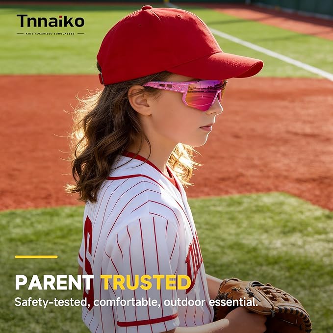 Kids Polarized Sunglasses for Boys & Girls, Youth Baseball Softball Cycling Sports Sunglasses UV Protection Ages 3-12