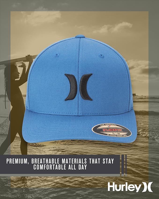 Hurley Men's Caps - One & Only Flexfit Baseball Cap - Fitted Hats for Men (S-XL)