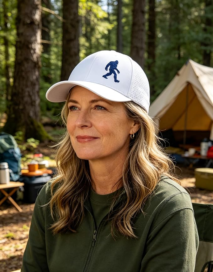 Embroidered Bigfoot Quick Dry Hats for Men and Women with Laser-Cut Mesh & Curved Brim