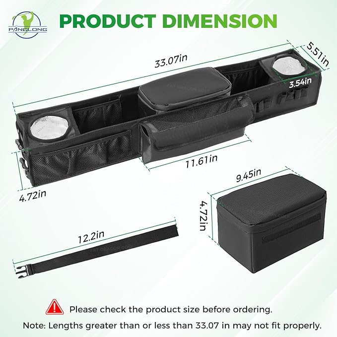 Panglong No-Drilling Golf Cart Front Storage Basket with Detach Cooling Compartment, Multi-Function Storage and Anti-Slip Buckle Strap, Fits Yamaha G29, Club Car Precedent and EZGO TXT Golf Cart