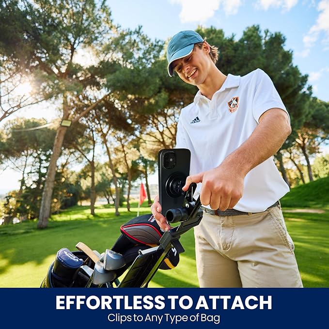 SwingScout | Golf Bag Phone Holder | Easy to Use Clip | No Extra Gear Needed | Quick Setup | Fits Any Cellphone | Perfect Golf Gift (MagSafe)