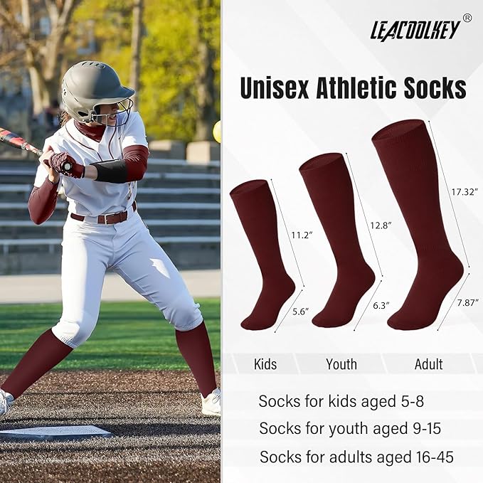 LEACOOLKEY Baseball Belt and Socks Combo Set Adjustable Softball Socks and Elastic Belt for Youth and Adult