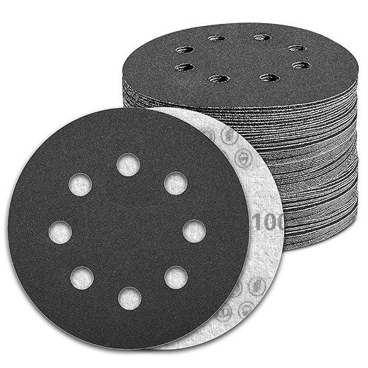 100 Pcs 5 inch Wet Dry Sanding Discs Grit 1000 Hook and Loop 8 Hole Silicon by Pukamam