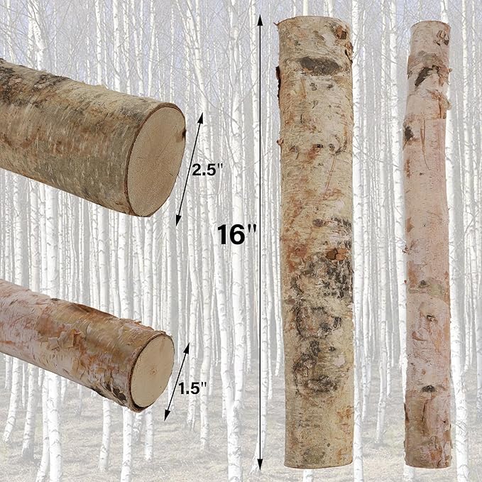 12 Pcs 16" Large White Birch Logs - Image 2