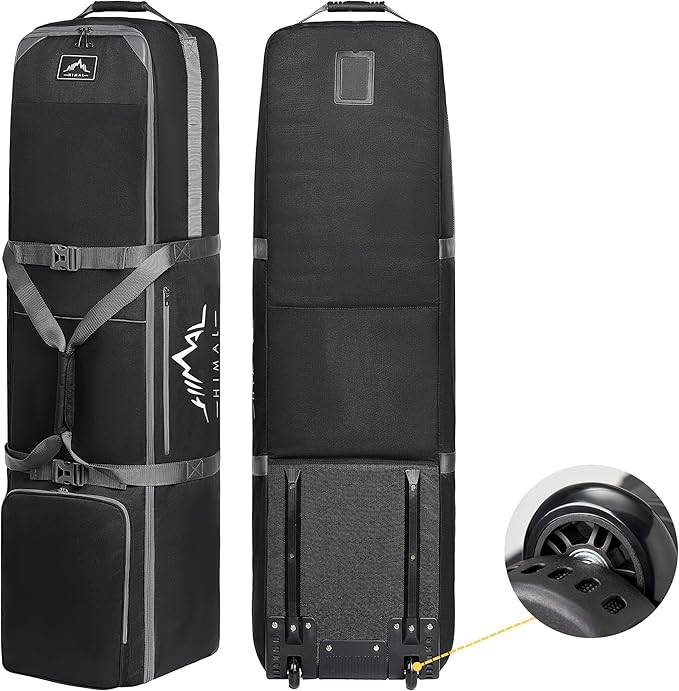 GoHimal Golf Travel Bag with Wheels, 1200D Heavy Duty Oxford Fabric Golf Travel Case for Airlines