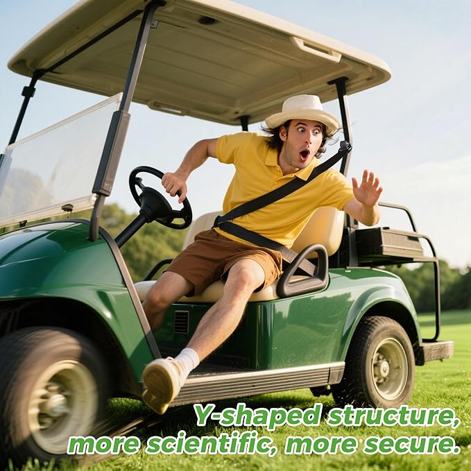 10L0L 2/3-point Golf Cart Seat Belts, 42" Retractable Belts with Bracket Street-Legal Upgrades Fits Most (2+2) /(4+2) Passenger for Yamaha EZGO TXT RXV Club Car DS Golf Carts Front/Rear Seat