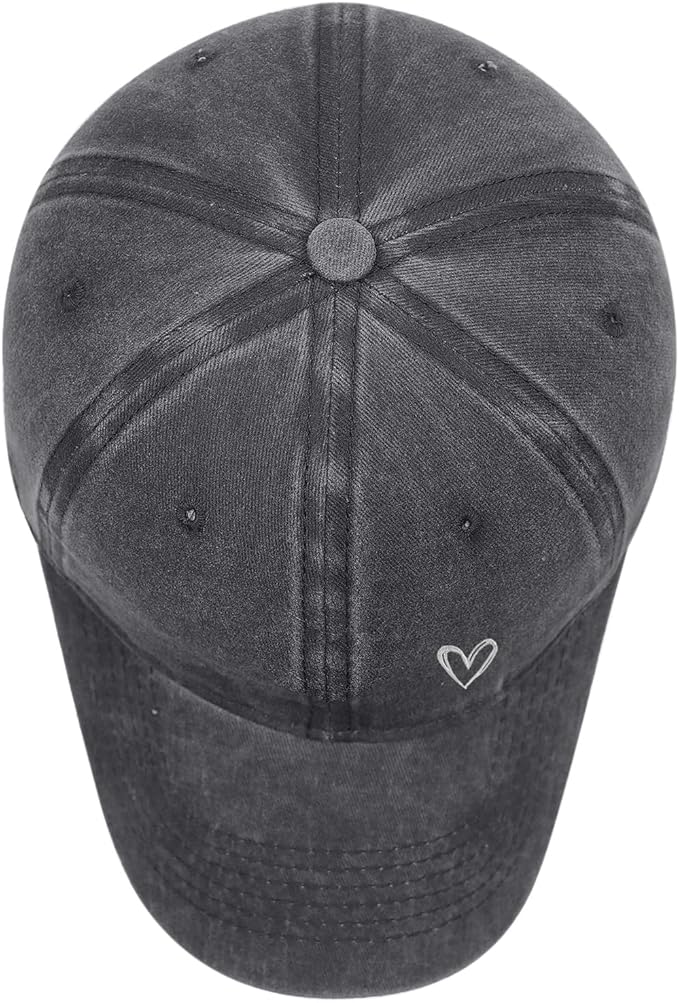 Pairxily Vintage Heart Embroidered Baseball Cap Distressed Adjustable Hat for Women Low Profile Dad Hats Unisex Cotton Cap
