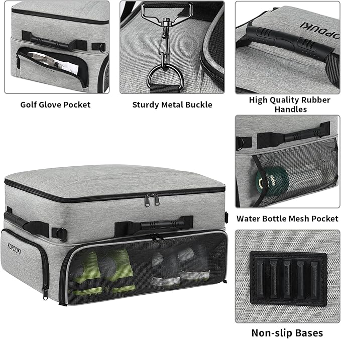 Extra Large Golf Trunk Organizer, Golf Gifts for Men Golfers, 20"x 14"x 10" 2 Layer Golf Trunk Organizer for Car, Water-resistant with Ventilated Compartment for 2 Pair Shoes and More Golf Accessories