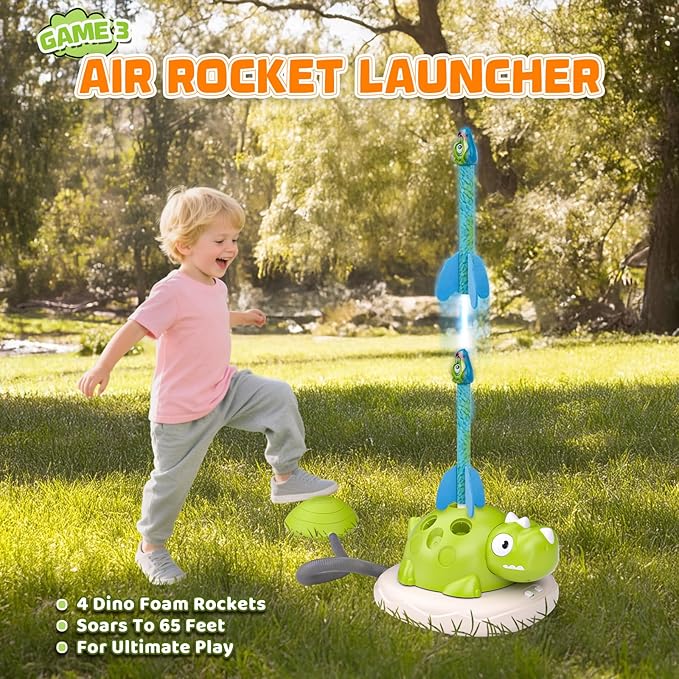 Aliex 3 in 1 Dinosaur Musical Jumping, Toss Ring and Stomping Launch Rocket - Image 5