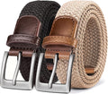 BULLIANT Belt for Men 2Pack,Mens Gift Stretch Braided Web Belt Elastic for Casual Golf Jeans,1 3/8"