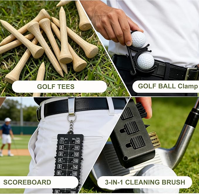Seticek Golf Gifts for Men and Women,Golf Accessories Set with Gift Boxes, Golf Ball,Golf Tees,Brush,Multifunctional Divot Knife,Golf Ball Clamp,Rangefinder,Scorer