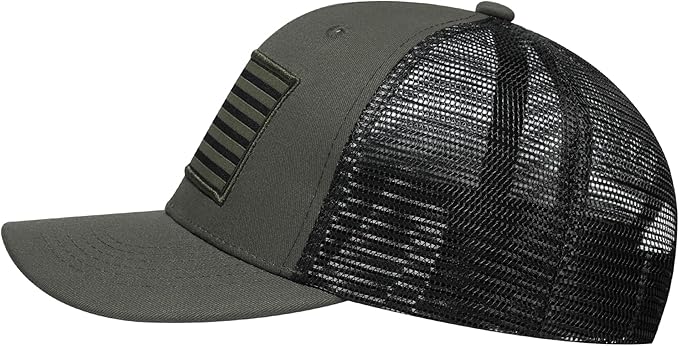 American Flag Trucker Hat, Patriotic Baseball Cap for Men & Women, Breathable Mesh Adjustable Snapback, USA Flag Patch