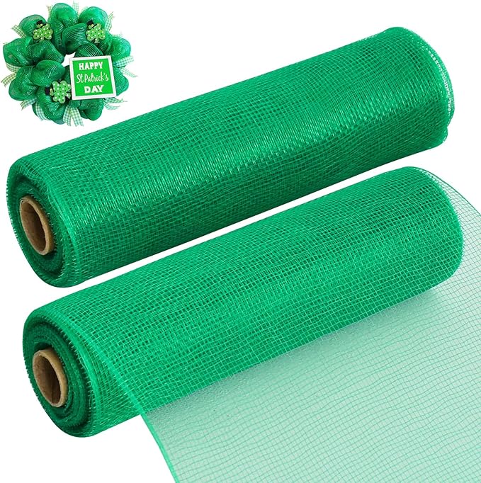 TONIFUL 2 Rolls 10 Inch Green Decorative Mesh Ribbbon Rolls, Fabric Mesh by TONIFUL