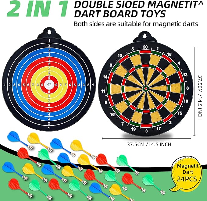 Magnetic Dart Board for Kids-12Magnetic Dart/Sticky Balls Or 2 Toy Gun+40 Foam - Image 3