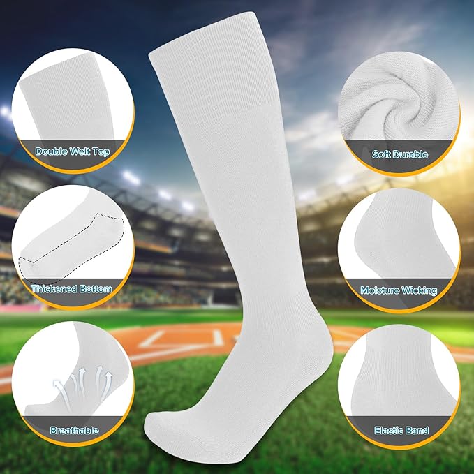Baseball Socks and Belt Combo for Youth Adult - Softball Sock and Belt for Boys and Girls (2 Pairs of Socks & 1 Belt)