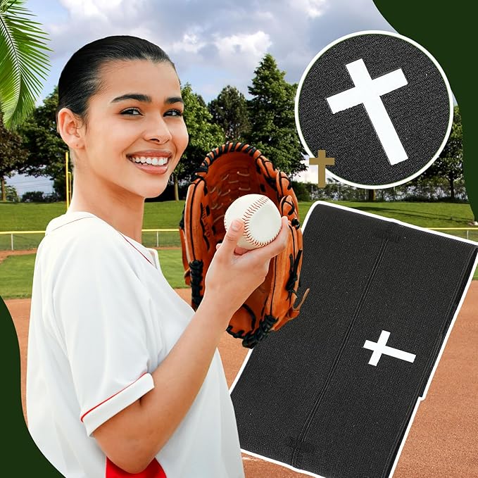 Simgoing Christian Cross Softball Glove Wrap with Bible Verse Speeds Up Break in Process Baseball & Softball Elastic Mitt Glove Strap Band Keep Pocket Formed Ideal for Players of All Ages