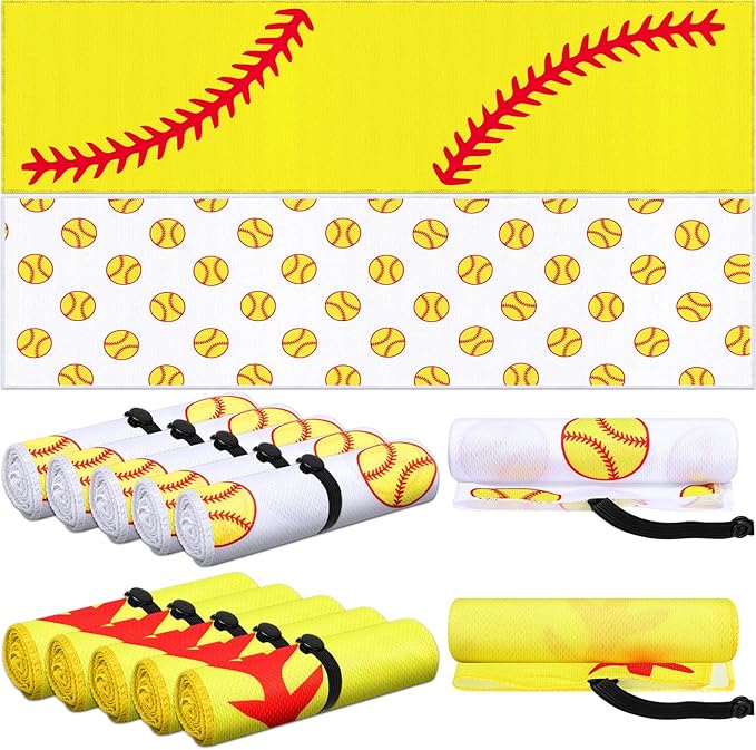FuWeave 12 Pcs Softball Cooling Towels 40 x 12 Inch Soft Breathable Sport Ice Towels Microfiber Fast Drying Team Gifts for Yoga Gym Camping Running