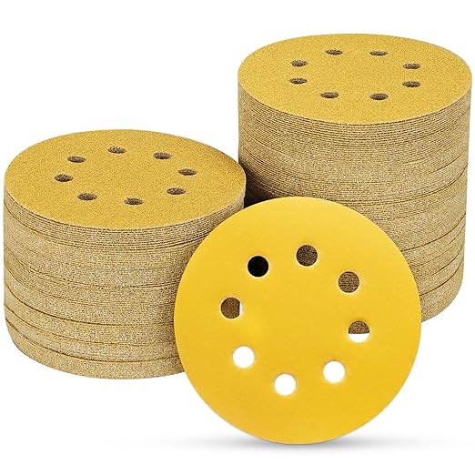 100PCS 5 Inch 8 Hole Sanding Discs 320 Grit by POTUINOM