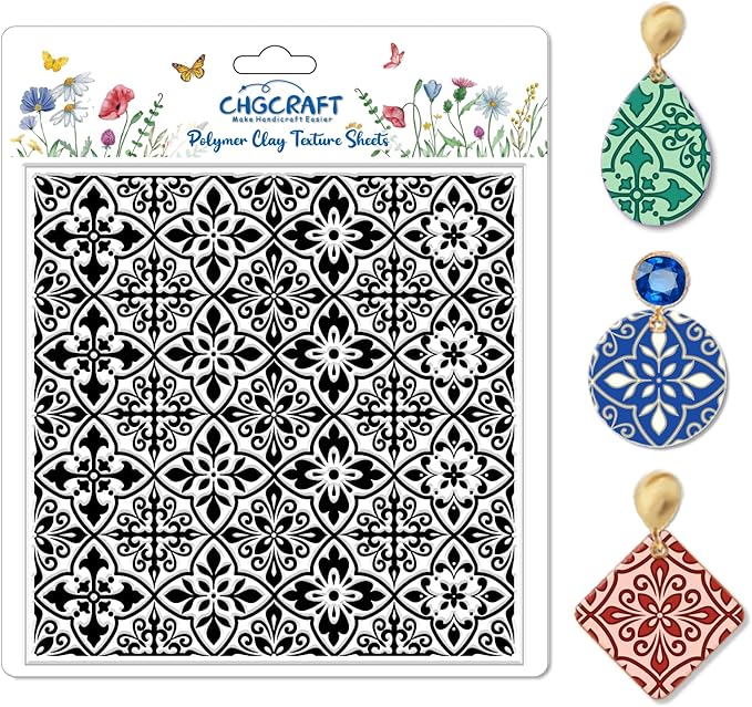 CHGCRAFT Mandala Pattern Polymer Clay Texture Sheet Retro Tile Pattern Silicone by chgcraft
