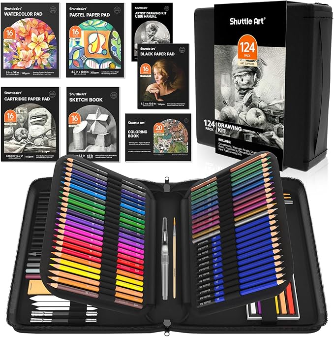 Shuttle Art 124 PCS Drawing Kit, Professional Drawing Supplies by ShuttleArt