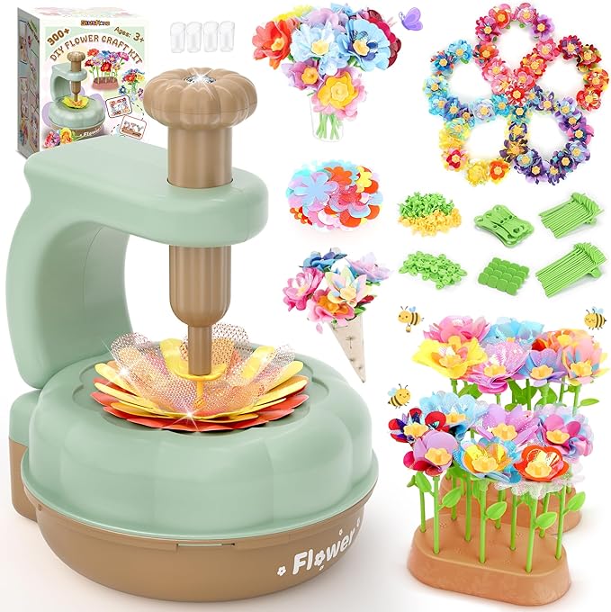 GirlsHome 300+PCS Fabric Flower Bouquets Toys, DIY Flower Crafts Kits by GirlsHome