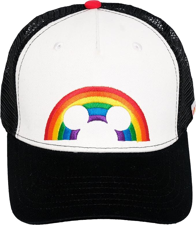 Concept One Unisex Adult Disney Mickey Mouse Trucker Hat, Rainbow Pride Mesh Back Snapback Baseball Cap