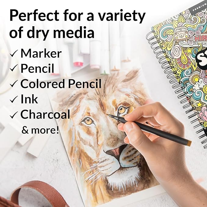 Marker Sketch Book Pack, 9 x 12 Inches Spiral-Bound Sketchpad, 2 Pads, 100 - Image 2