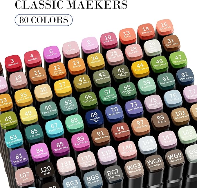 Alcohol Markers, 60 Colors Dual Tip Permanent Art Markers - Image 5