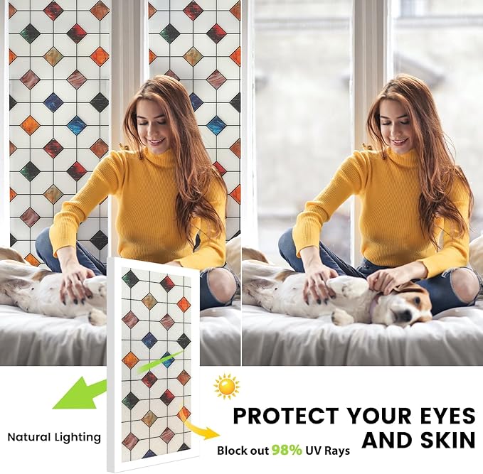 DKTIE Window Privacy Film Frosted Glass Static Cling UV Sun Blocking Heat - Image 3