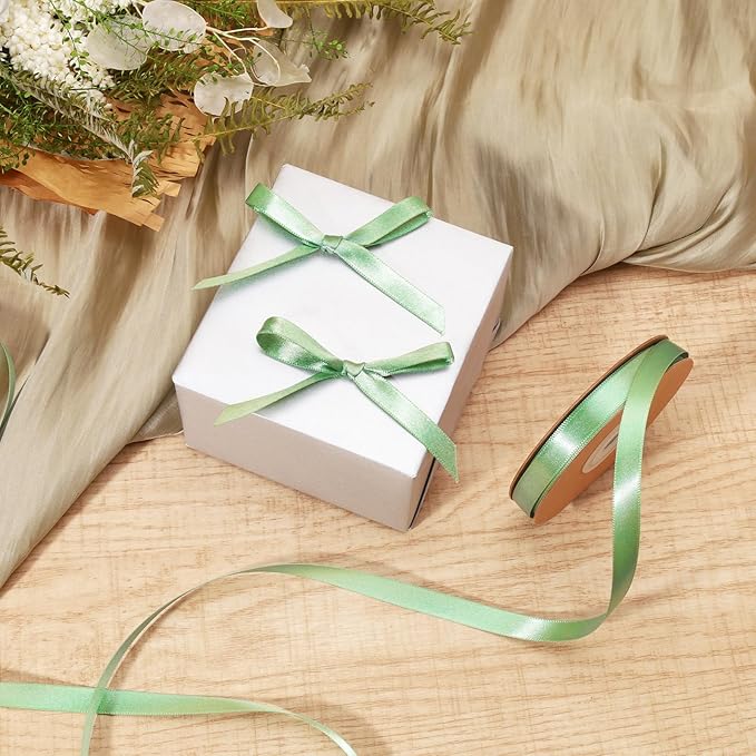 LaRibbons Sage Green Satin Ribbon 3/8 Inch 50 Yards Thin Luxury Double Faced - Image 2