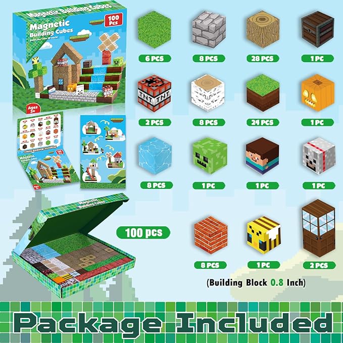 Magnetic Blocks-100PCS Magnetic Building Blocks Magnet Cube Toys Stacking - Image 2