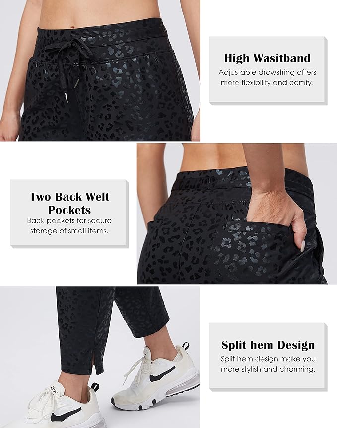 Soothfeel Women's Pants with 4 Pockets 7/8 Stretch High Waisted Sweatpants Travel Athletic Work Golf Pants for Women