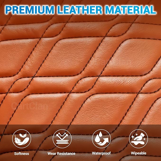 Golf Cart Seat Covers Suitable for 2000.5-UP Club Car DS Standard Front Seat Cushion, Golf Cart Front Seat Covers Kit No Drilling & Waterproof (Brown PVC Leather & Black Stitching)