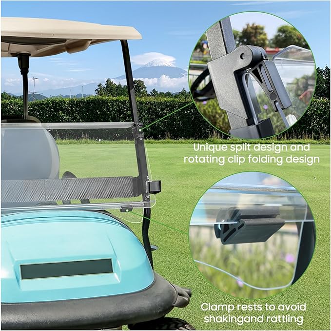 10L0L Golf Cart Windshield for Club Car Precedent 2004-Up, 2017-Up Onward, Tempo, Fold Down Club Car Windshield, Anti-UV Impact Resistant 37.5"W X 33.6"H (Clear)