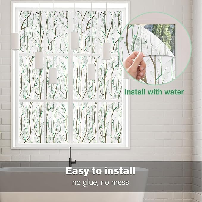 Donox Frosted Glass Window Film Heat Control UV Blocking, Static Cling Reusable - Image 6