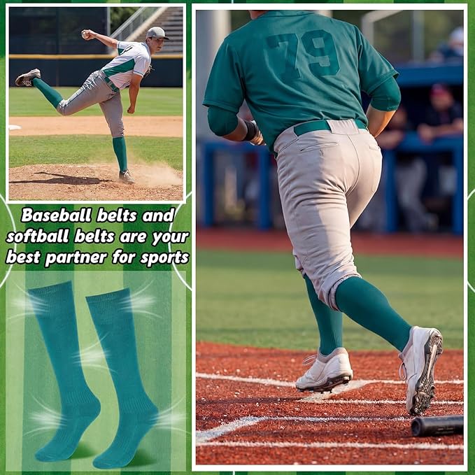 Zhanmai Baseball Belt and Socks Combo, Adjustable Elastic Belt and Softball Socks, Multiple Sizes for Youth Boys Girls, Adult