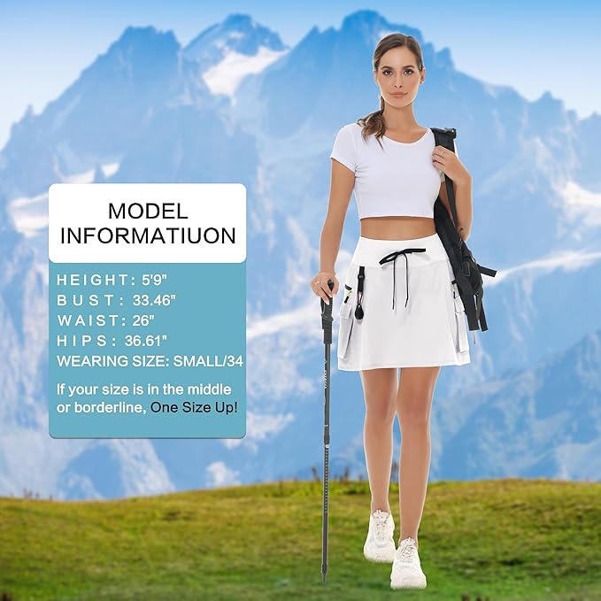 MIVEI Skorts for Woman - Hiking Cargo Skorts with Zipper Pockets, High Waisted Quick Dry Golf Workout, Dressy Casual