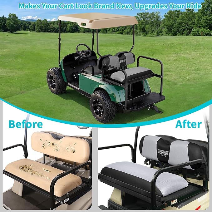 10L0L Universal Golf Cart Rear Seat Cover Dress UP Older Golf Cart Durable Breathable Material Fit Like a Glove for Yamaha EZGO and Club Car, Easy to Install