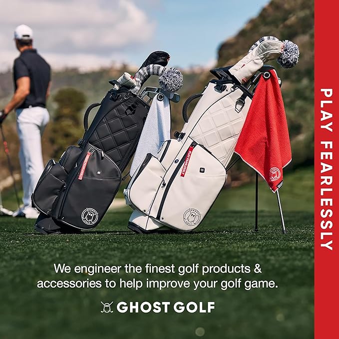 Ghost Golf Magnetic Towel (Caddie) - Premium Ultra-Absorbent Microfiber Golf Towel with Magnet for Golf Carts or Clubs - 18" x 40" Golfing Gear - Waffle Weave Pattern (Orange)