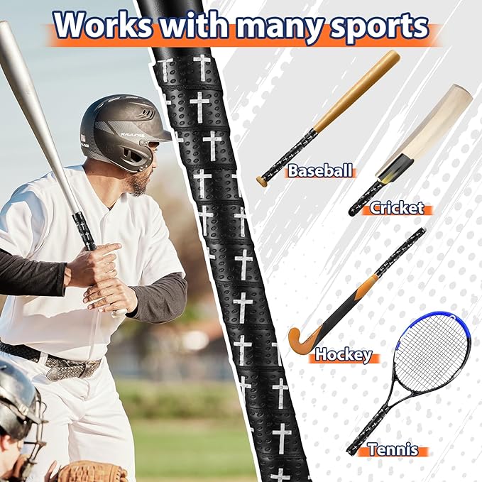 Baseball Bat Grip Tapes 1.5mm Precut and Full Adhesive Softball Grip Tape,Non-Slip Baseball Bat Wrap Tape Religious Cricket Batting Tape Replacement