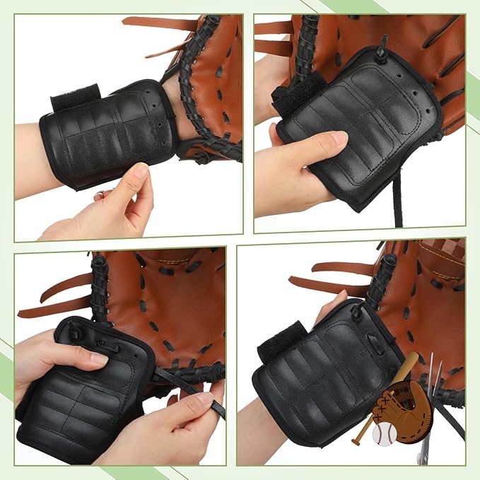 Soulchen Baseball Wrist Guard with Strap Leather Protective Shield for Right and Left Hand Catchers Mitt for Adult Baseball Accessory Supplies