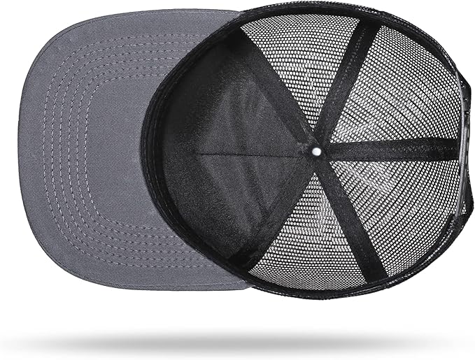 UALON Baseball Cap, Snapback Trucker Hat for Men & Women with American Flag and Adjustable, Breathable Mesh, Flat Bill Hats
