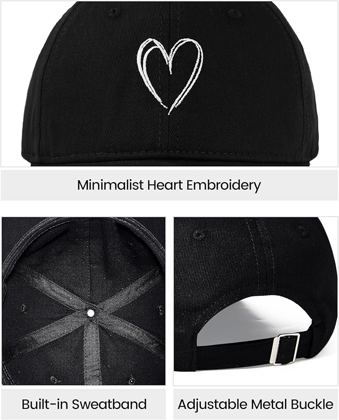 American Trends Womens Baseball Caps Cute Heart Dad Hat, Adjustable Cotton Unisex Cap for Workout, Golf & Everyday Wear